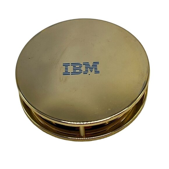 IBM Gold Magnifying Glass Paperweight Desk Vintage Rare 2.75 Inches - Picture 5 of 10